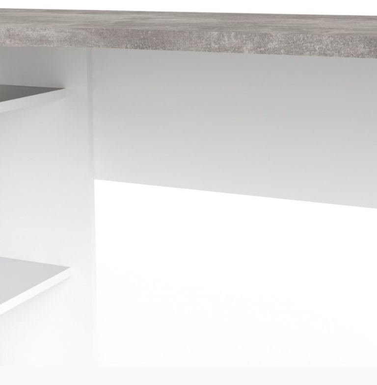 Function Plus White and Grey 2 Drawer Corner Desk
