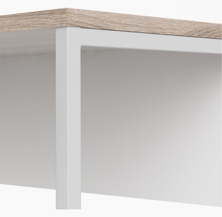 Function Plus White and Truffle Oak Effect 2 Drawer Corner Desk