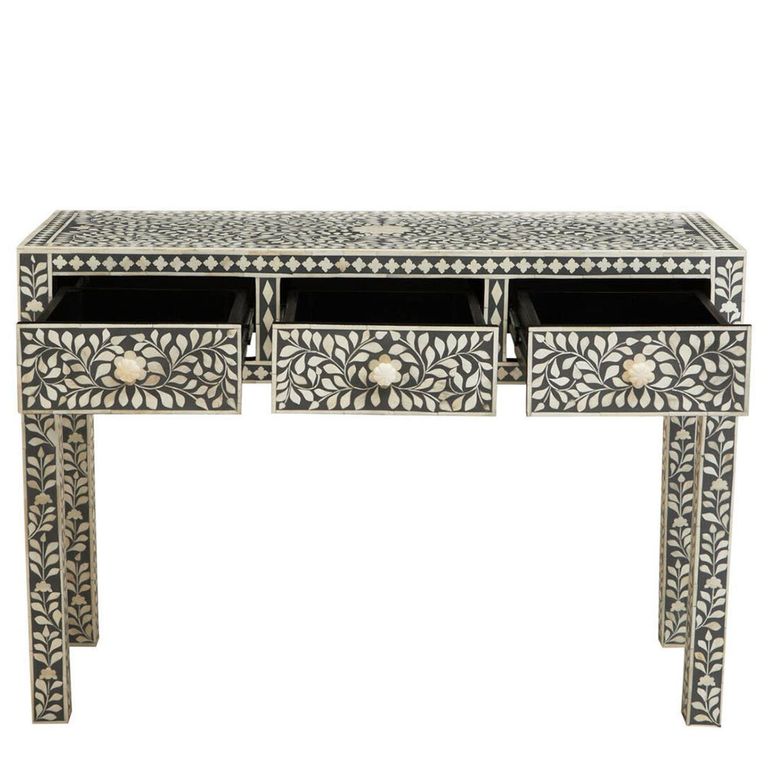 Fusion Desk - 3 Drawer - Silver Bone Inlay