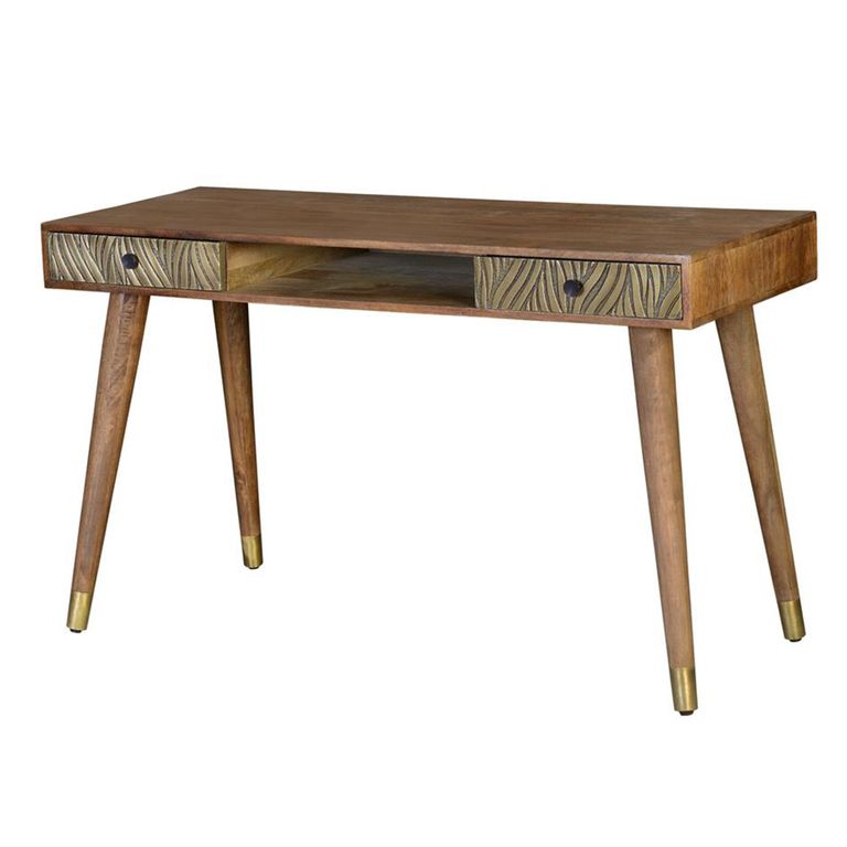 Hamlin Desk - Textured Mango Wood - 2 Drawer
