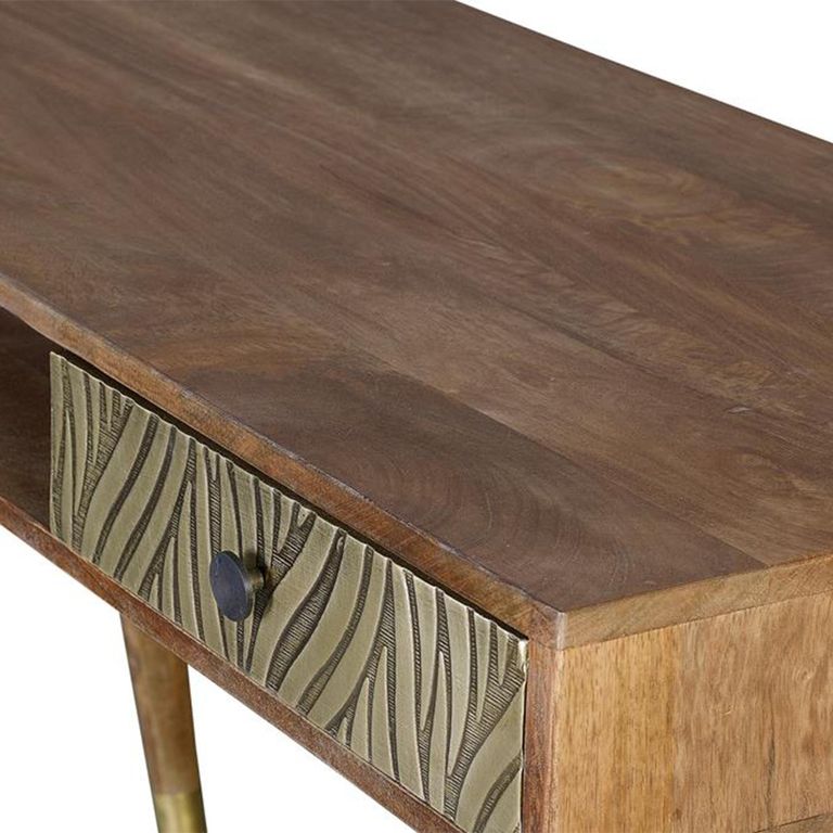 Hamlin Desk - Textured Mango Wood - 2 Drawer