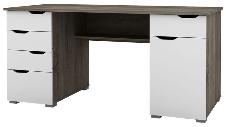 Kent Dark Oak and High Gloss White Office Desk - AW1374DO