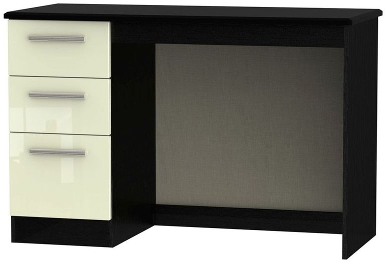 Knightsbridge Cream Gloss and Black 3 Drawer Desk
