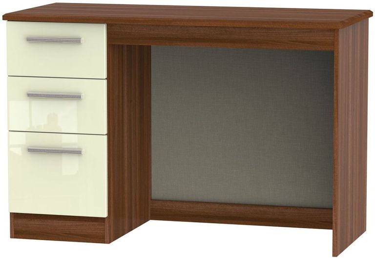 Knightsbridge Cream Gloss and Walnut Effect 3 Drawer Desk