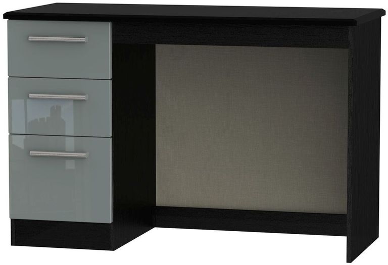 Knightsbridge Grey Gloss and Black 3 Drawer Desk