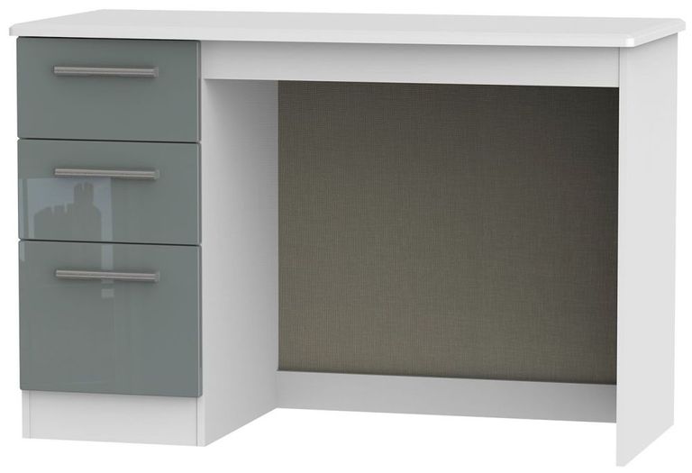 Knightsbridge Grey Gloss and White 3 Drawer Desk