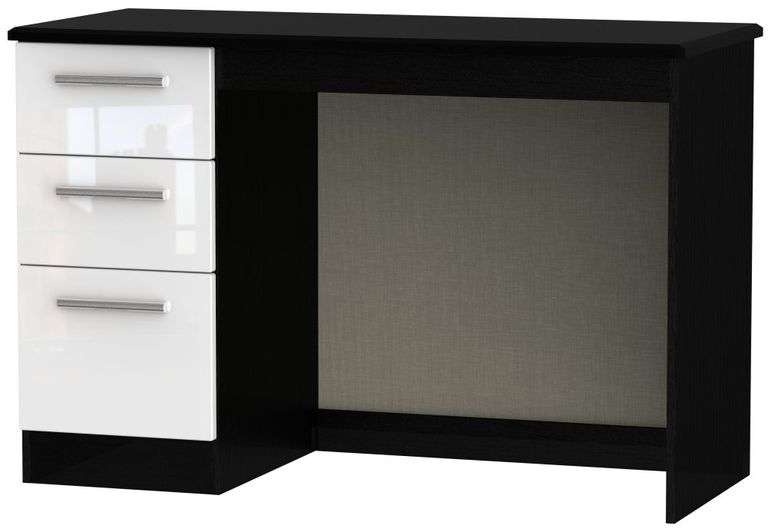 Knightsbridge White Gloss and Black 3 Drawer Desk