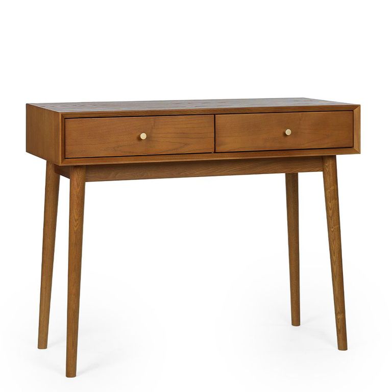 Lowry Writing Desk - 2 Drawer - Cherry Wood - Retro Style