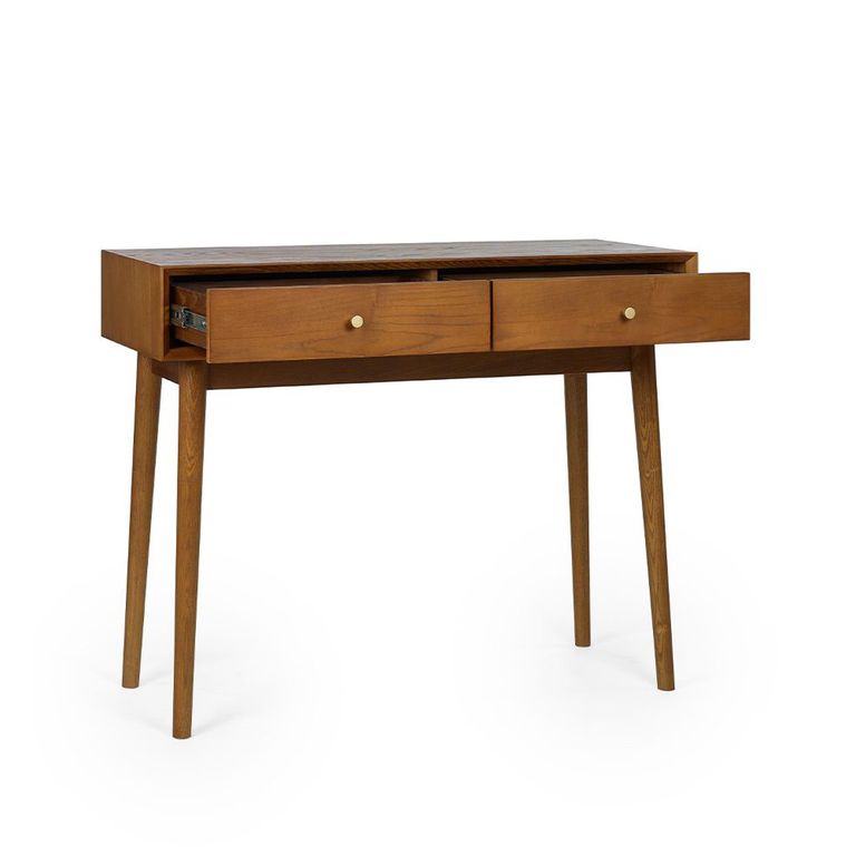 Lowry Writing Desk - 2 Drawer - Cherry Wood - Retro Style