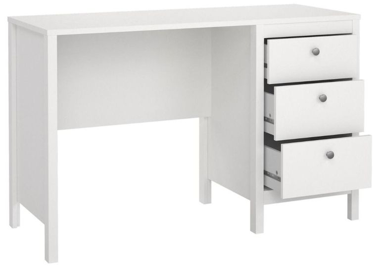 Madrid White 3 Drawer Desk