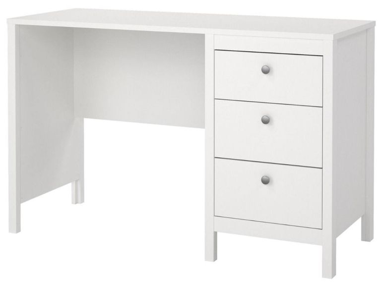 Madrid White 3 Drawer Desk