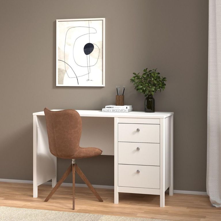 Madrid White 3 Drawer Desk