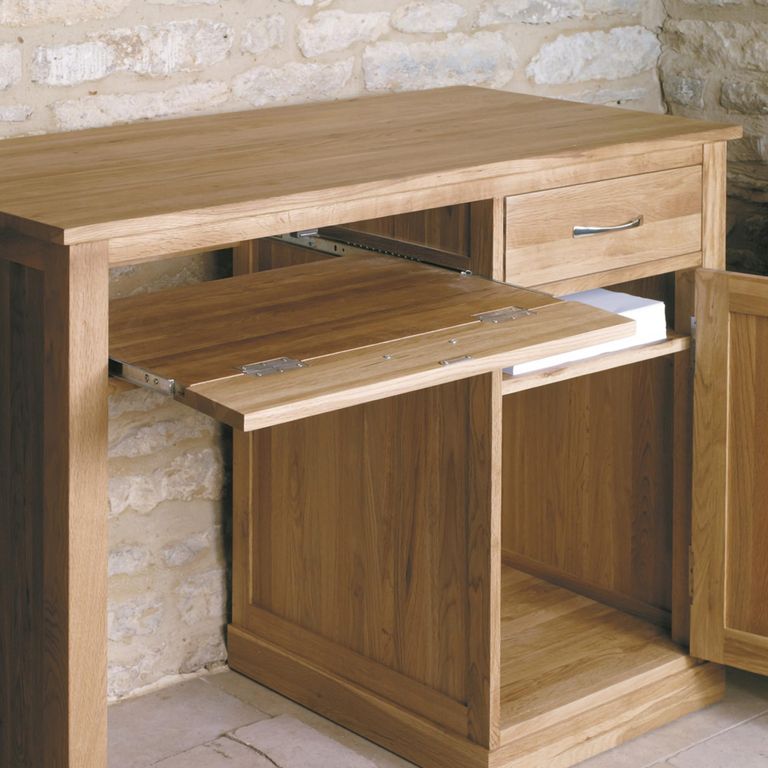 Mobel Oak Computer Desk - 1 Door - 2 Drawer