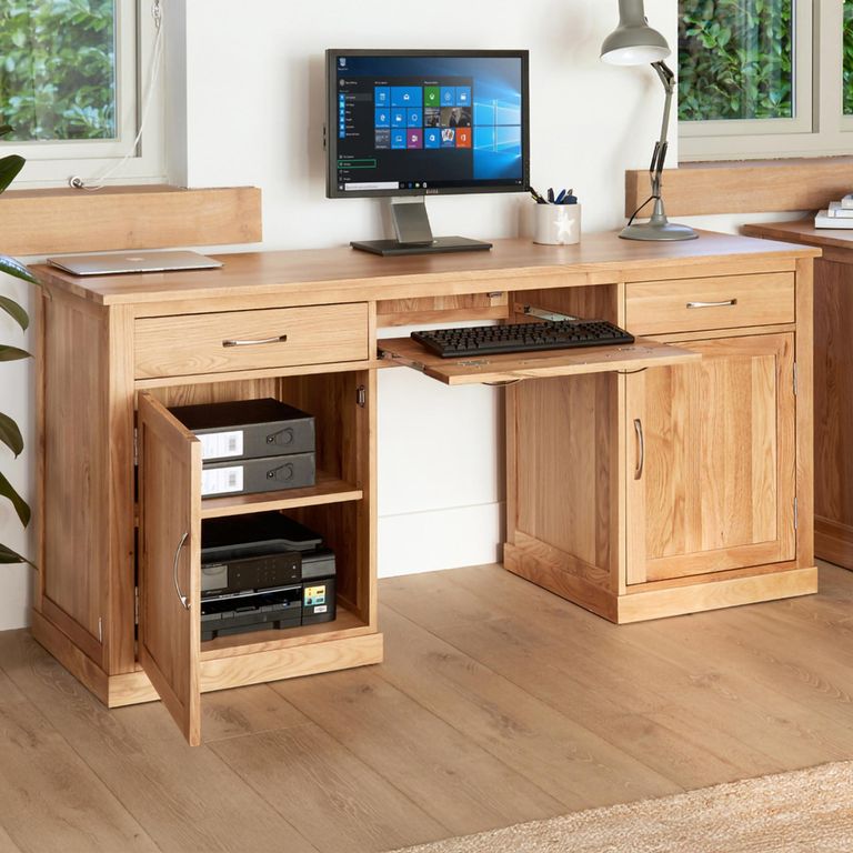 Mobel Oak Office Desk - 2 Door - 3 Drawer