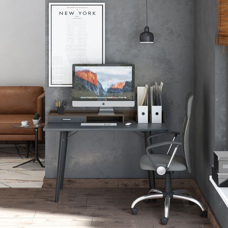 Mesa Charcoal Grey and Walnut Writing Desk - AW3615GRY