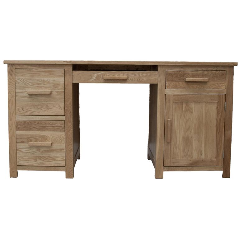 Opus Computer Desk - Double Pedestal - Oak