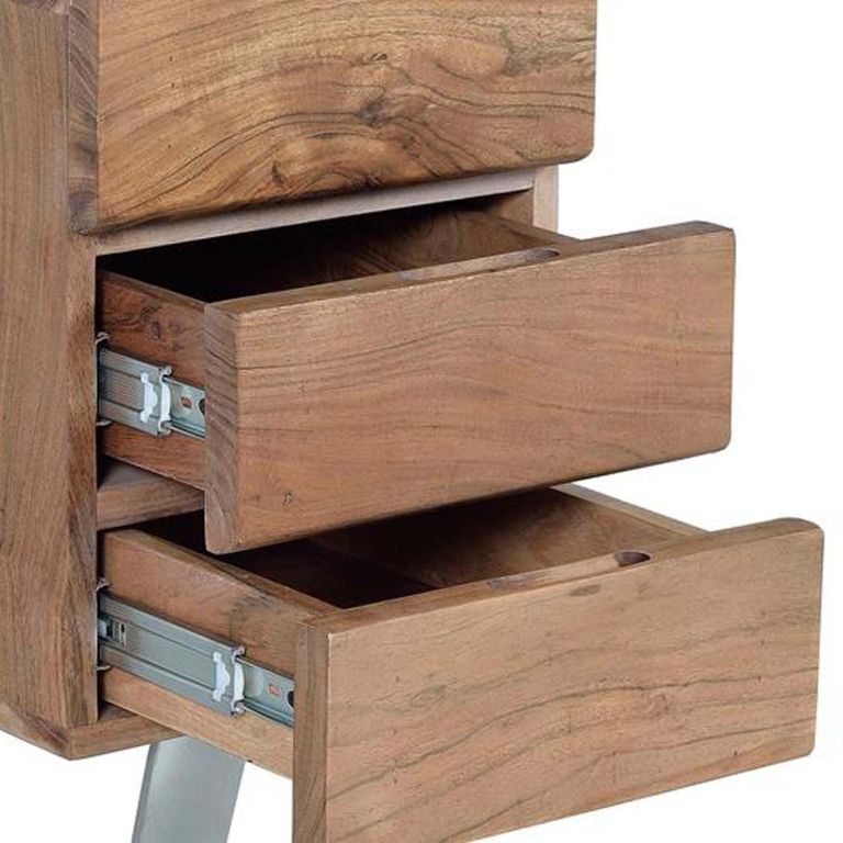 Monza Natural Acacia Wood - 3 Drawer Desk