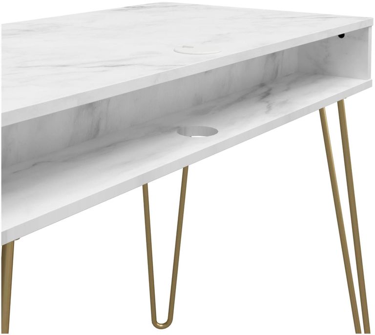 Nowata Athena White Marble Home Office Desk - 9618891COMNUK