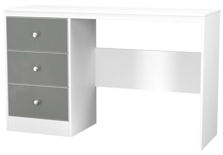 Padstow Grey and White Matt 3 Drawer Desk