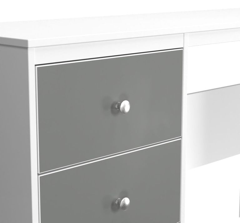 Padstow Grey and White Matt 3 Drawer Desk