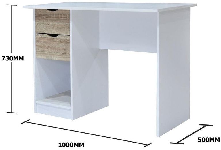 Perce White 2 Drawer Desk