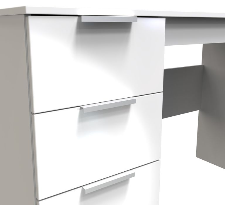 Plymouth White Gloss 3 Drawer Desk