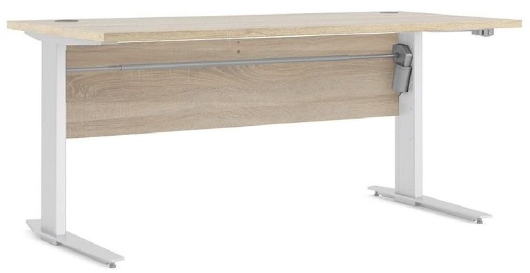 Prima Oak Effect and White Desk with Electric Control