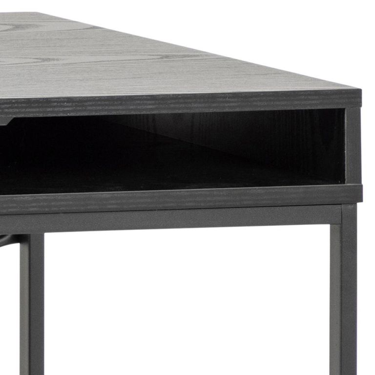 Seaford Office Desk - 1 Drawer - Black Melamine and Metal