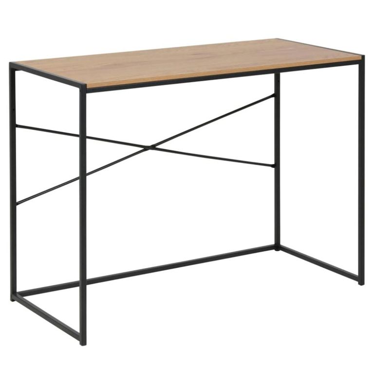 Seaford Desk - Oak and Black Metal