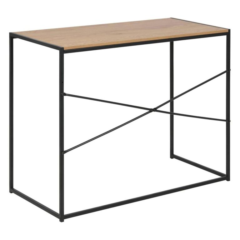 Seaford Desk - Oak and Black Metal