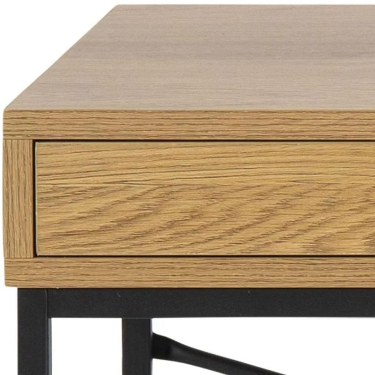 Seaford Office Desk - Oak and Black Metal