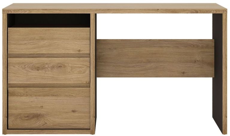 Shetland Oak Effect 3 Drawer Desk