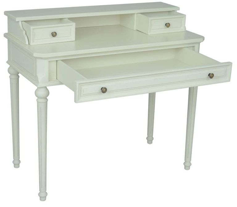 Solana French Lime White 3 Drawer Writing Desk