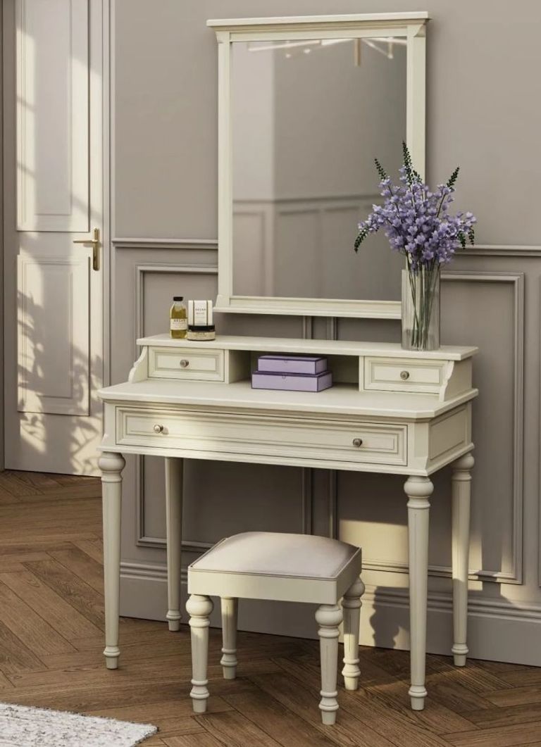 Solana French Lime White 3 Drawer Writing Desk