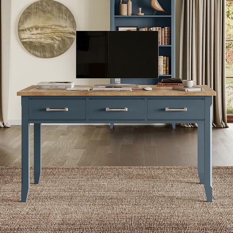 Signature Blue Executive Desk - 3 Drawer
