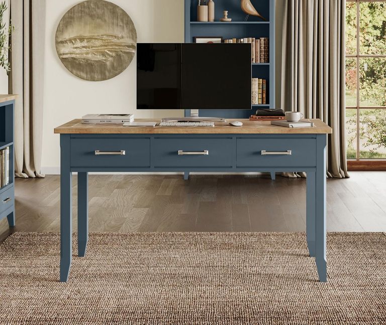 Signature Blue Executive Desk - 3 Drawer