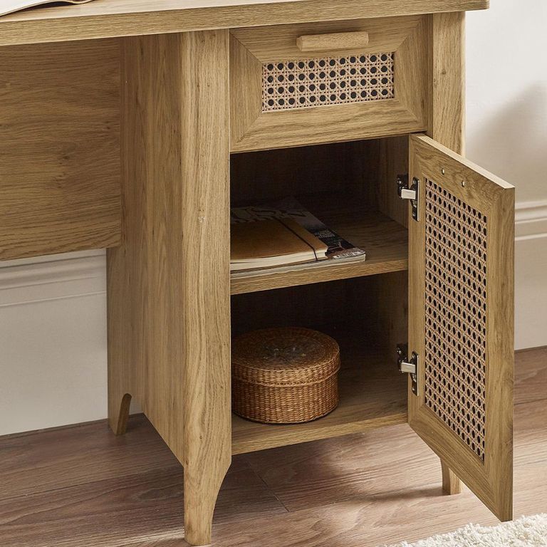 Sydney Desk - 1 Door - 1 Drawer - Faux Rattan