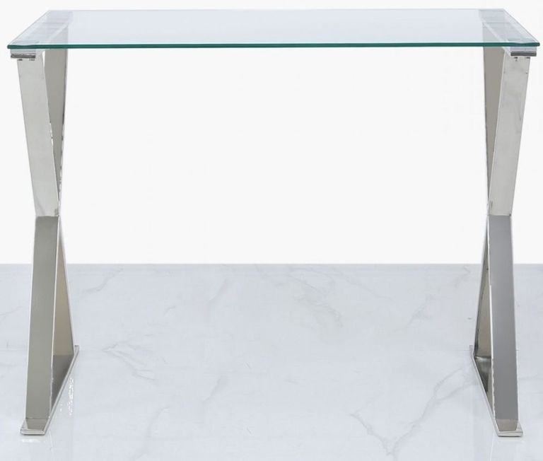 Taylor Desk - Cross Frame - Glass and Chrome