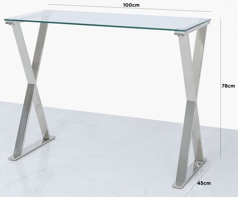 Taylor Desk - Cross Frame - Glass and Chrome