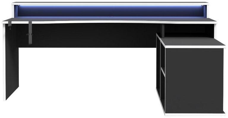 Tezaur Black 3 Shelves LED Light Gaming Desk
