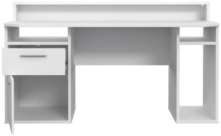 Tezaur White 2 Drawer LED Light Gaming Desk