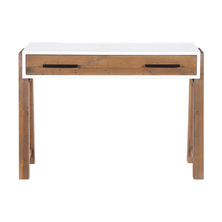 Trinity Reclaimed Wood & White Office Desk - 2 Drawer