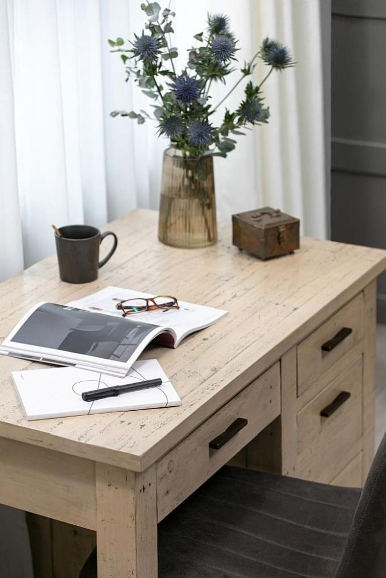 Washed Grey Reclaimed Pine Writing Desk