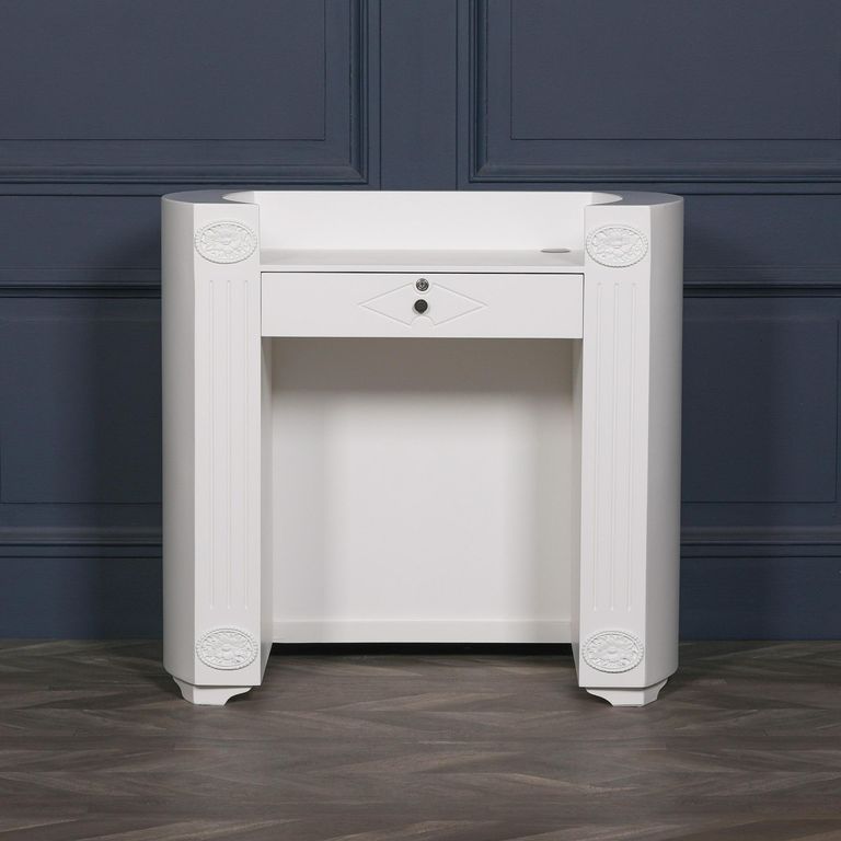 Reception Desk - White - 1 Drawer - Curved