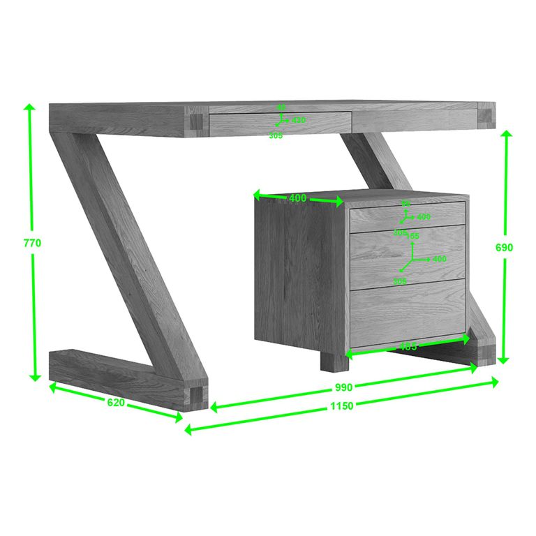 Z Designer Desk - Small - Oak