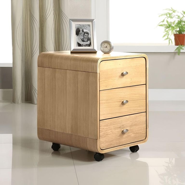 Curve 3 Drawer Pedestal - Oak - PC201 3DR
