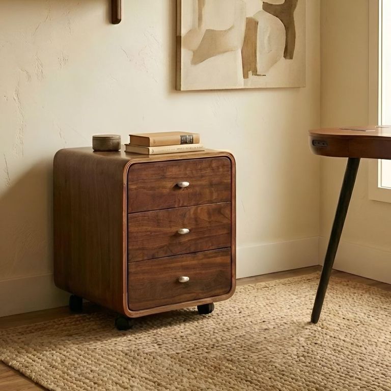 Curve 3 Drawer Pedestal - Walnut - PC201 3DR