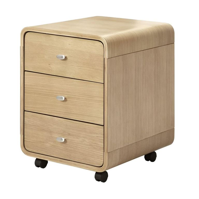 Curve 3 Drawer Pedestal - Oak - PC201 3DR