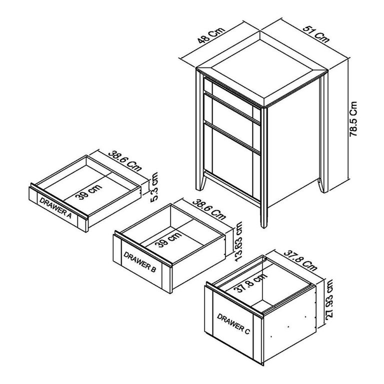 Bergen Grey Washed Oak & Soft Grey Filing Cabinet - Drawer