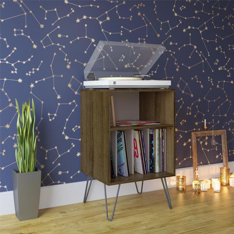 Contra Turntable Stand in Brown Oak and White - 1324322COMUK